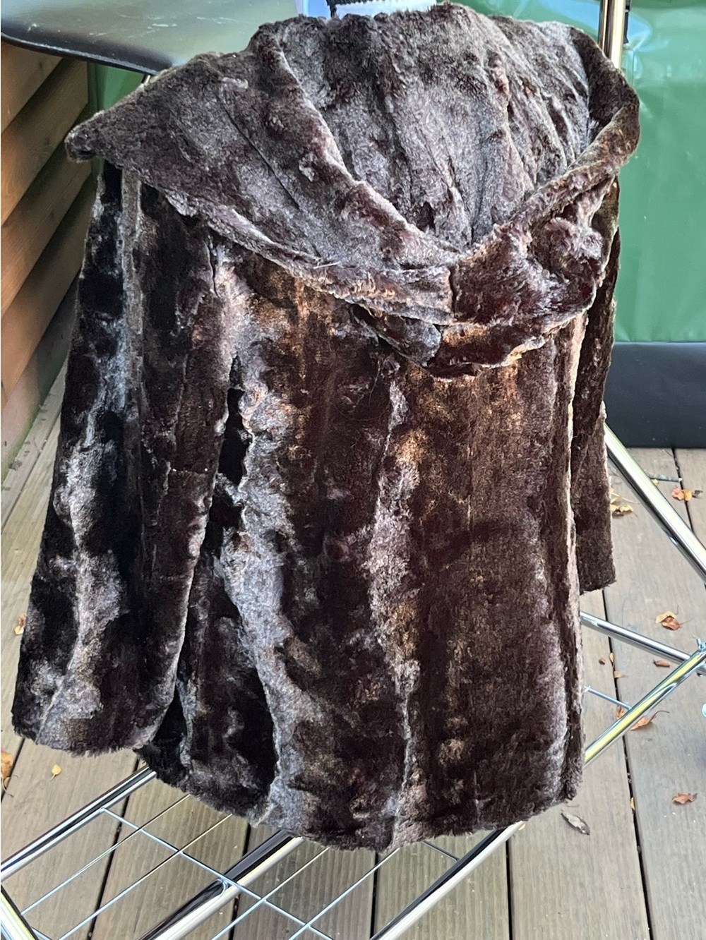 14A: Calvin Klein Brown w/ Reddish Faux Fur Hooded Pea Coat - Heavy